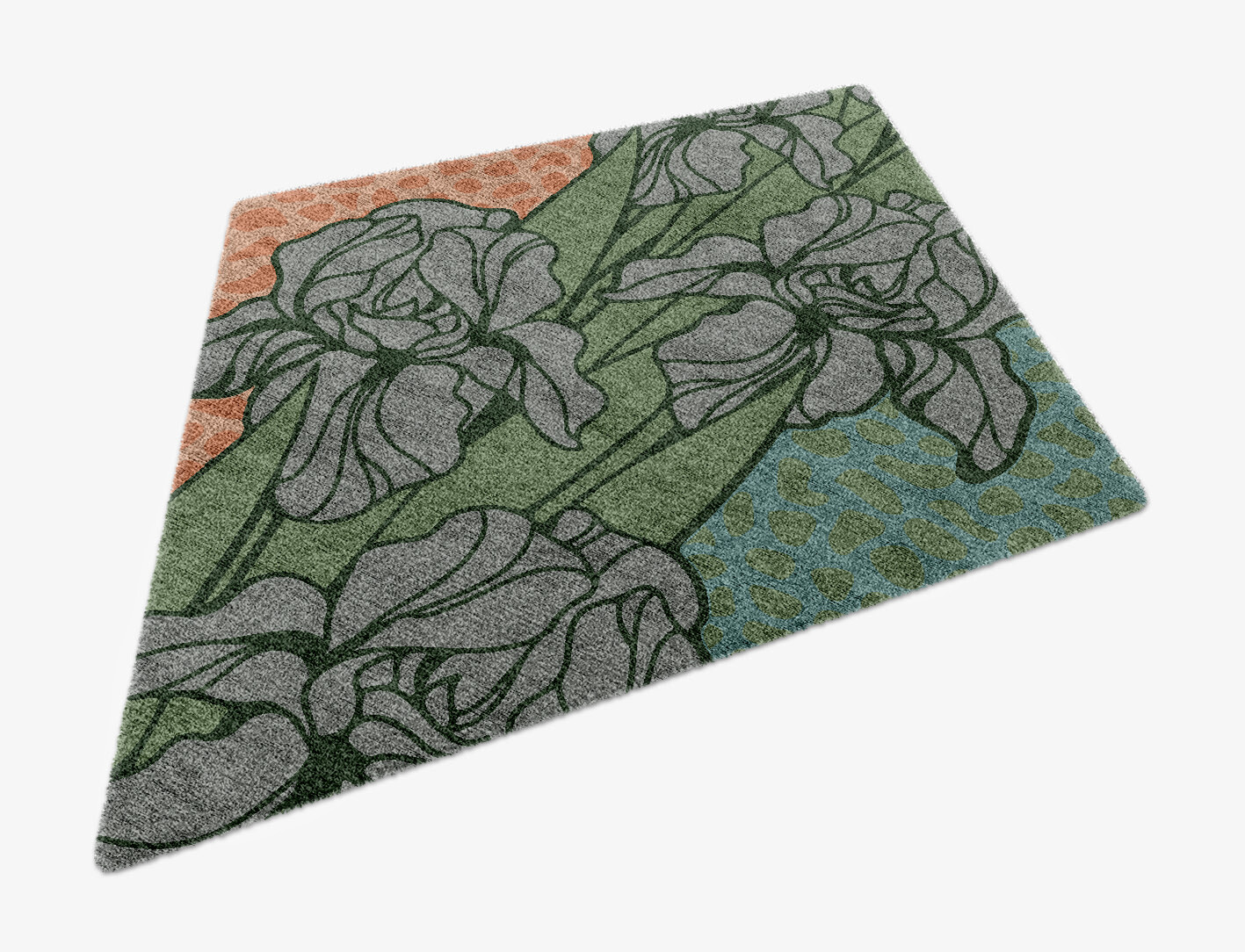 Iris Field of Flowers Diamond Hand Knotted Bamboo Silk Custom Rug by Rug Artisan