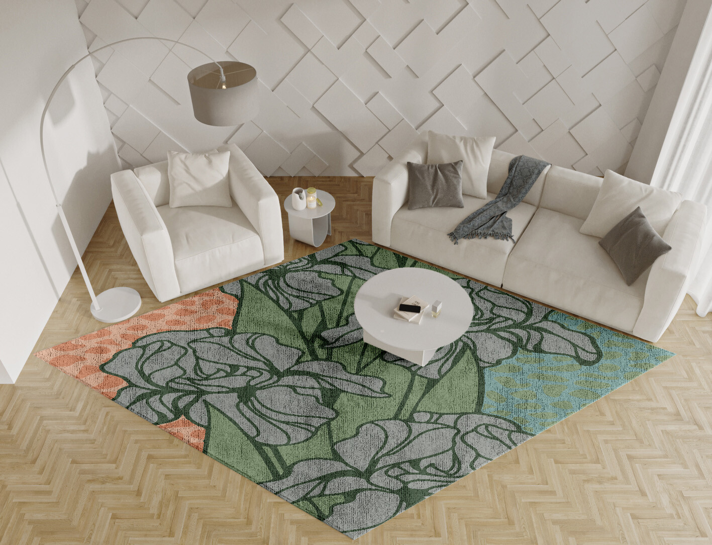 Iris Field of Flowers Diamond Hand Knotted Bamboo Silk Custom Rug by Rug Artisan