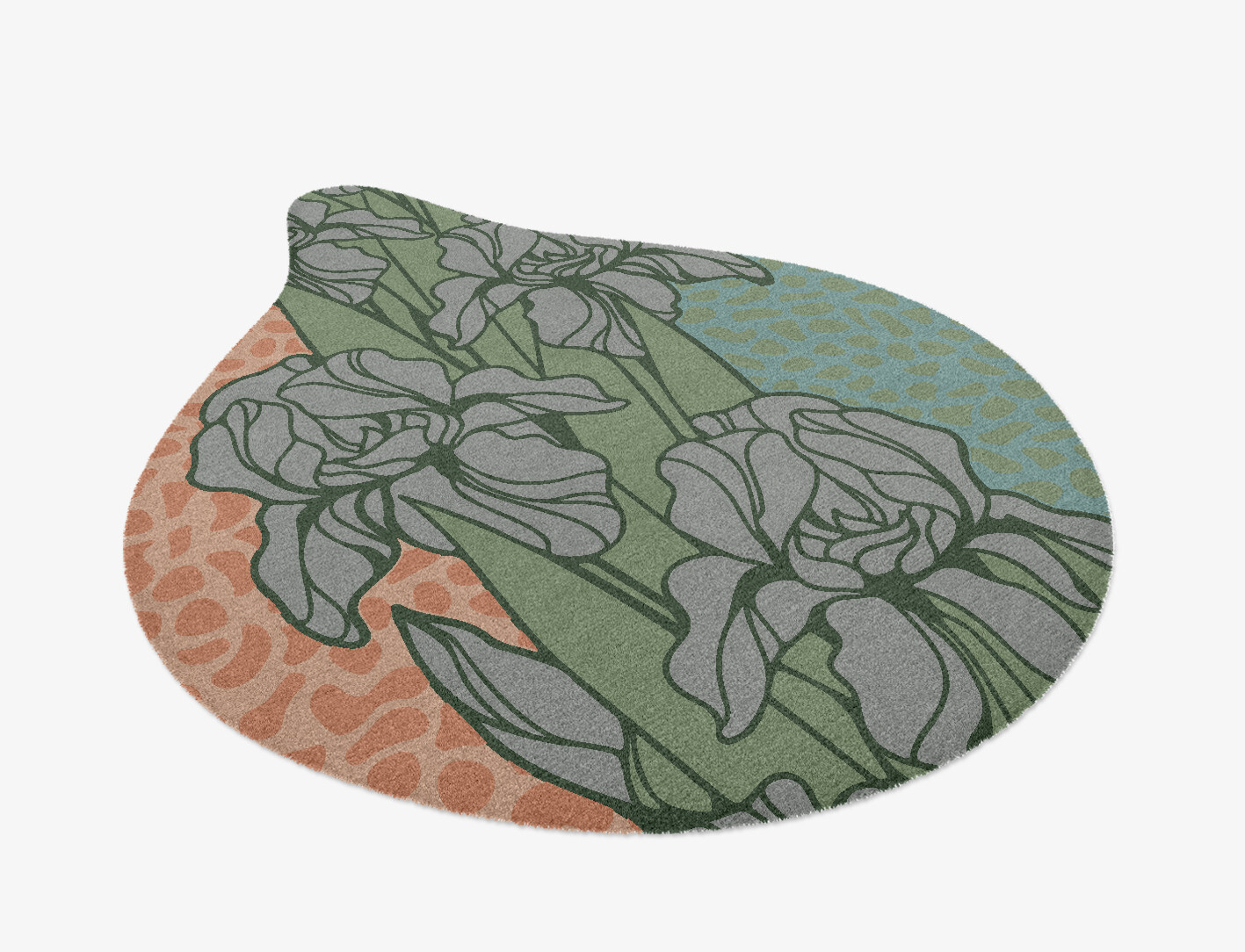 Iris Field of Flowers Drop Hand Knotted Tibetan Wool Custom Rug by Rug Artisan