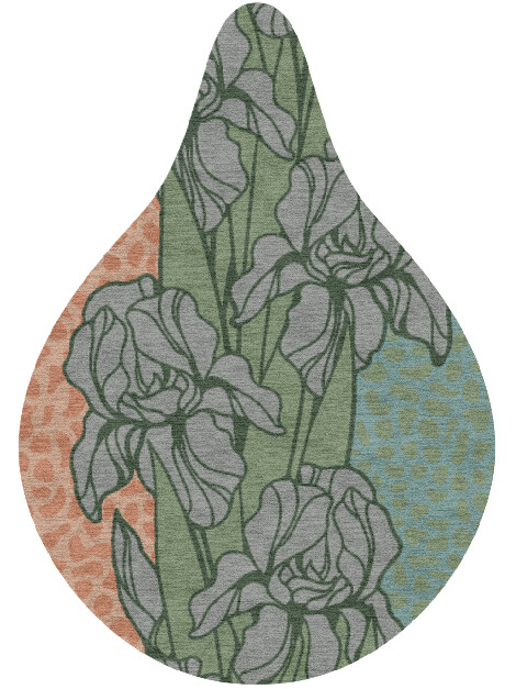 Iris Field of Flowers Drop Hand Knotted Tibetan Wool Custom Rug by Rug Artisan