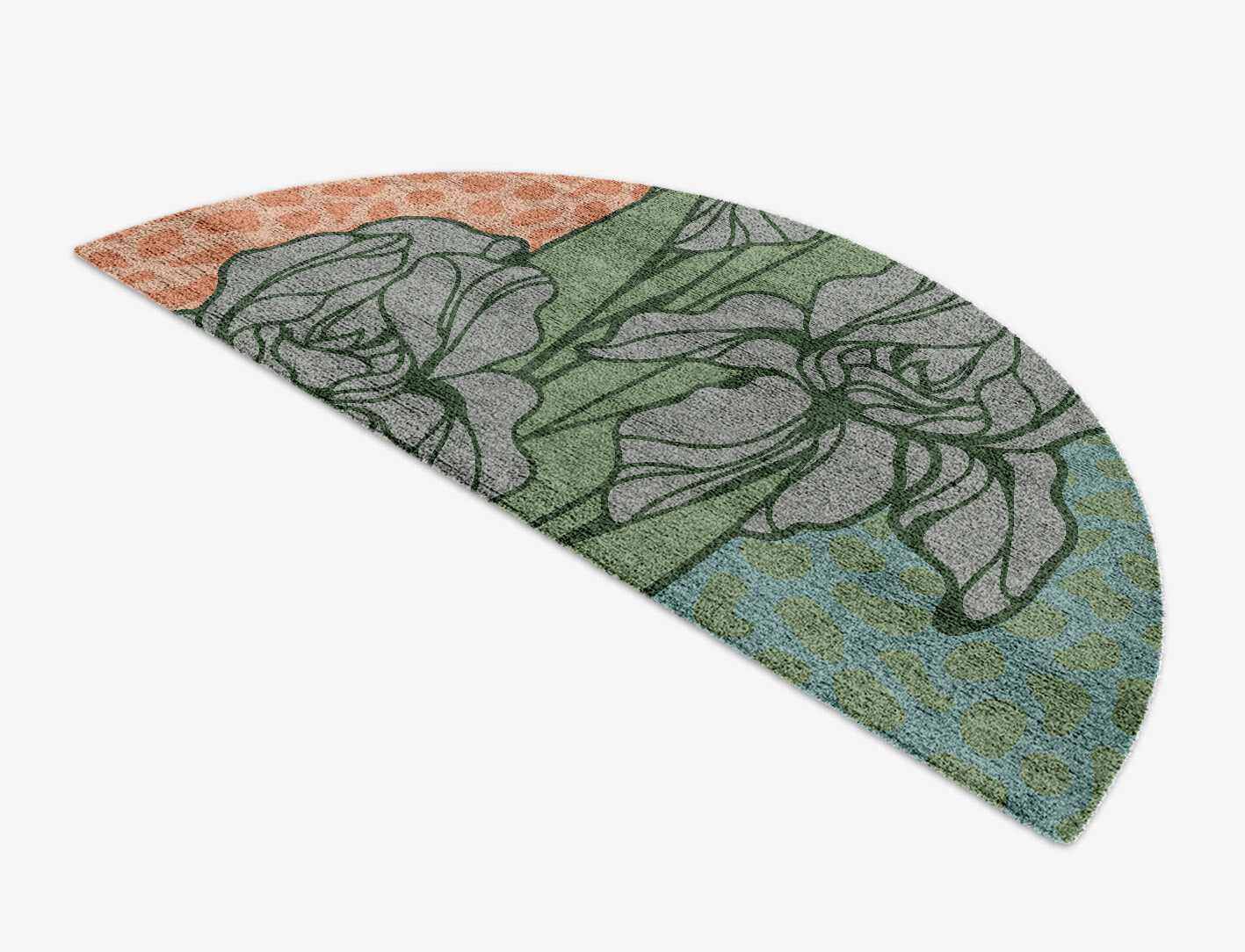 Iris Field of Flowers Halfmoon Hand Knotted Bamboo Silk Custom Rug by Rug Artisan