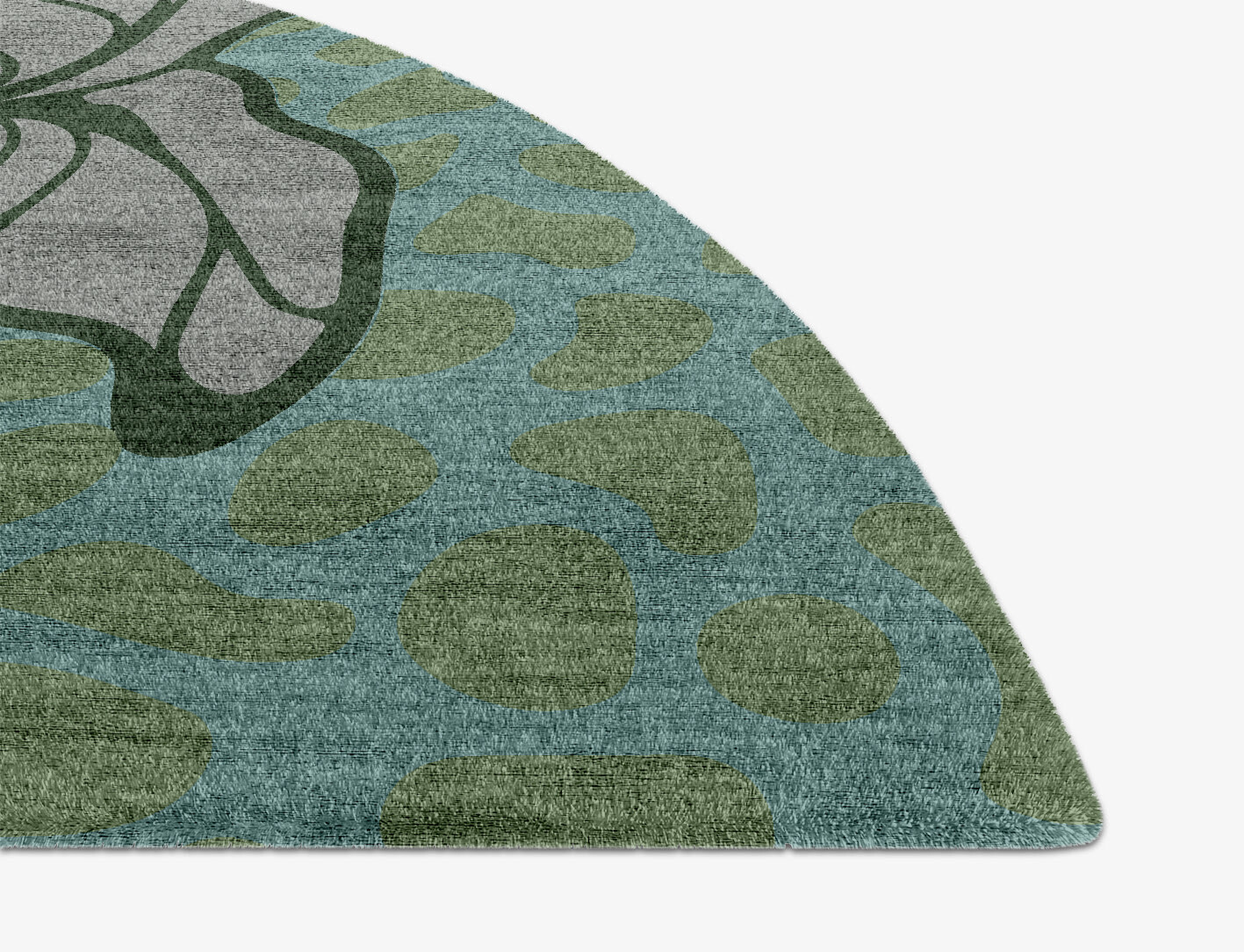 Iris Field of Flowers Halfmoon Hand Knotted Bamboo Silk Custom Rug by Rug Artisan