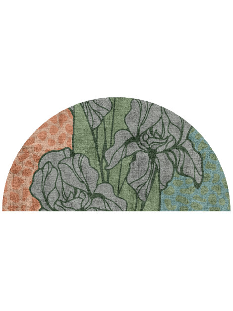 Iris Field of Flowers Halfmoon Hand Knotted Bamboo Silk Custom Rug by Rug Artisan