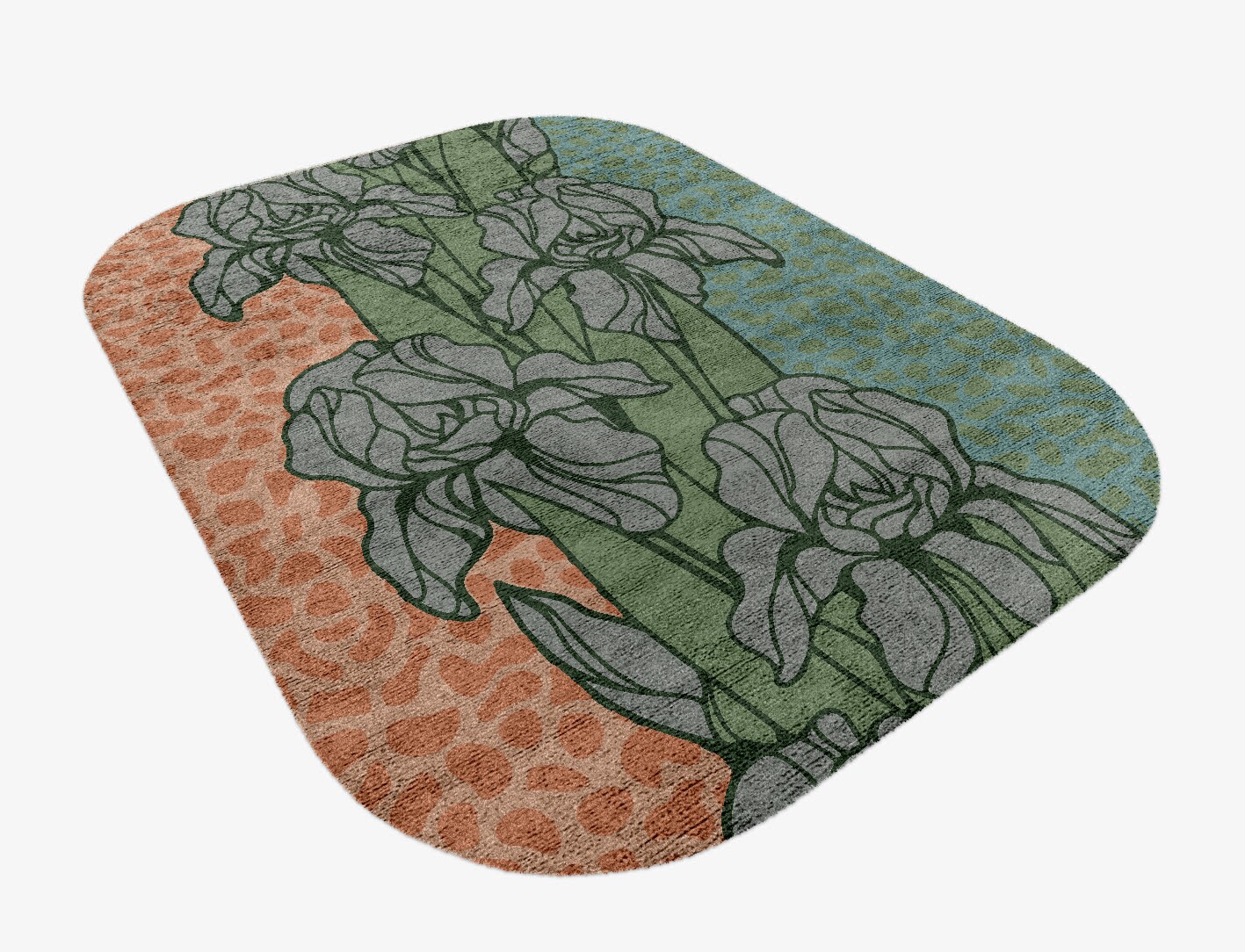 Iris Field of Flowers Oblong Hand Knotted Bamboo Silk Custom Rug by Rug Artisan
