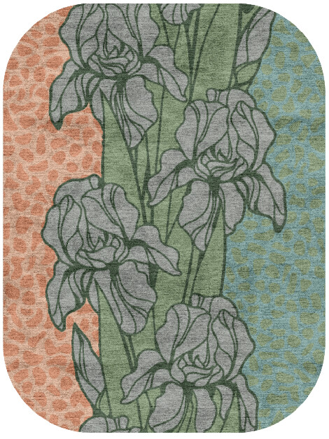 Iris Field of Flowers Oblong Hand Knotted Bamboo Silk Custom Rug by Rug Artisan