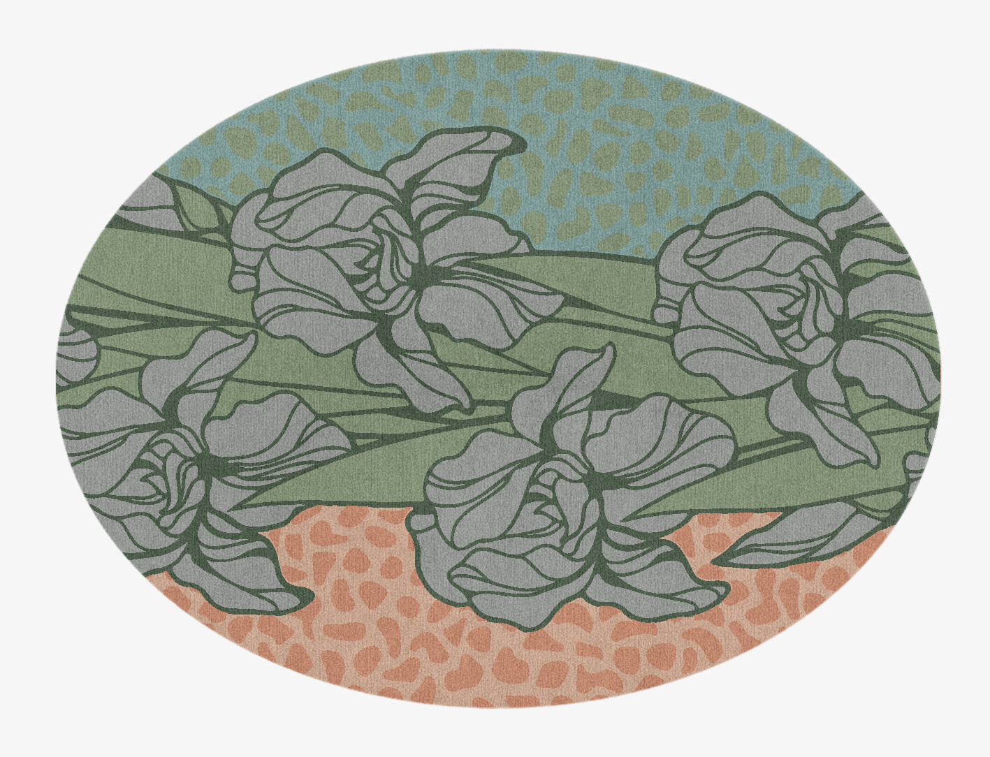 Iris Field of Flowers Oval Hand Knotted Tibetan Wool Custom Rug by Rug Artisan