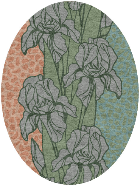 Iris Field of Flowers Oval Hand Knotted Tibetan Wool Custom Rug by Rug Artisan