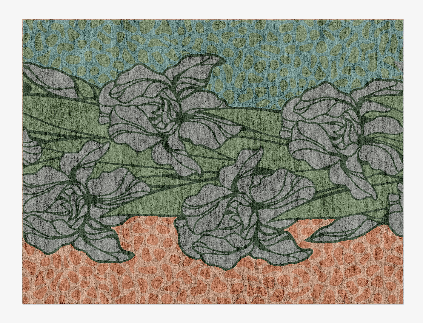Iris Field of Flowers Rectangle Hand Knotted Bamboo Silk Custom Rug by Rug Artisan