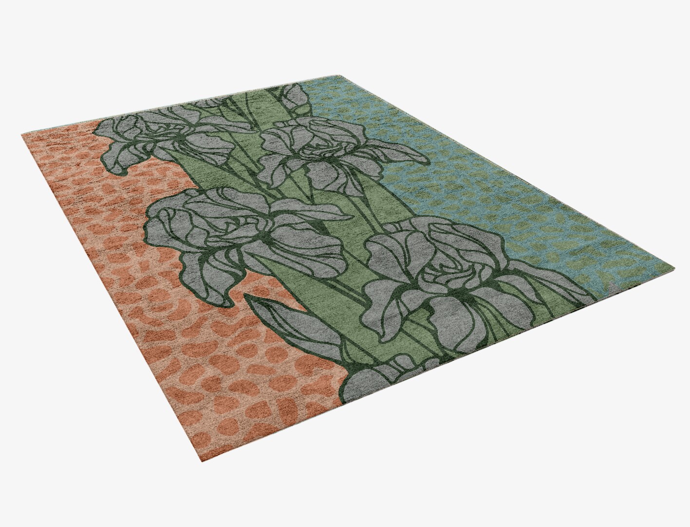 Iris Field of Flowers Rectangle Hand Knotted Bamboo Silk Custom Rug by Rug Artisan