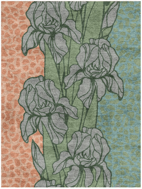Iris Field of Flowers Rectangle Hand Knotted Bamboo Silk Custom Rug by Rug Artisan