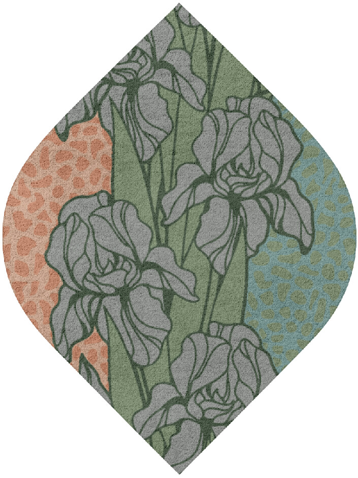 Iris Field of Flowers Ogee Hand Tufted Pure Wool Custom Rug by Rug Artisan