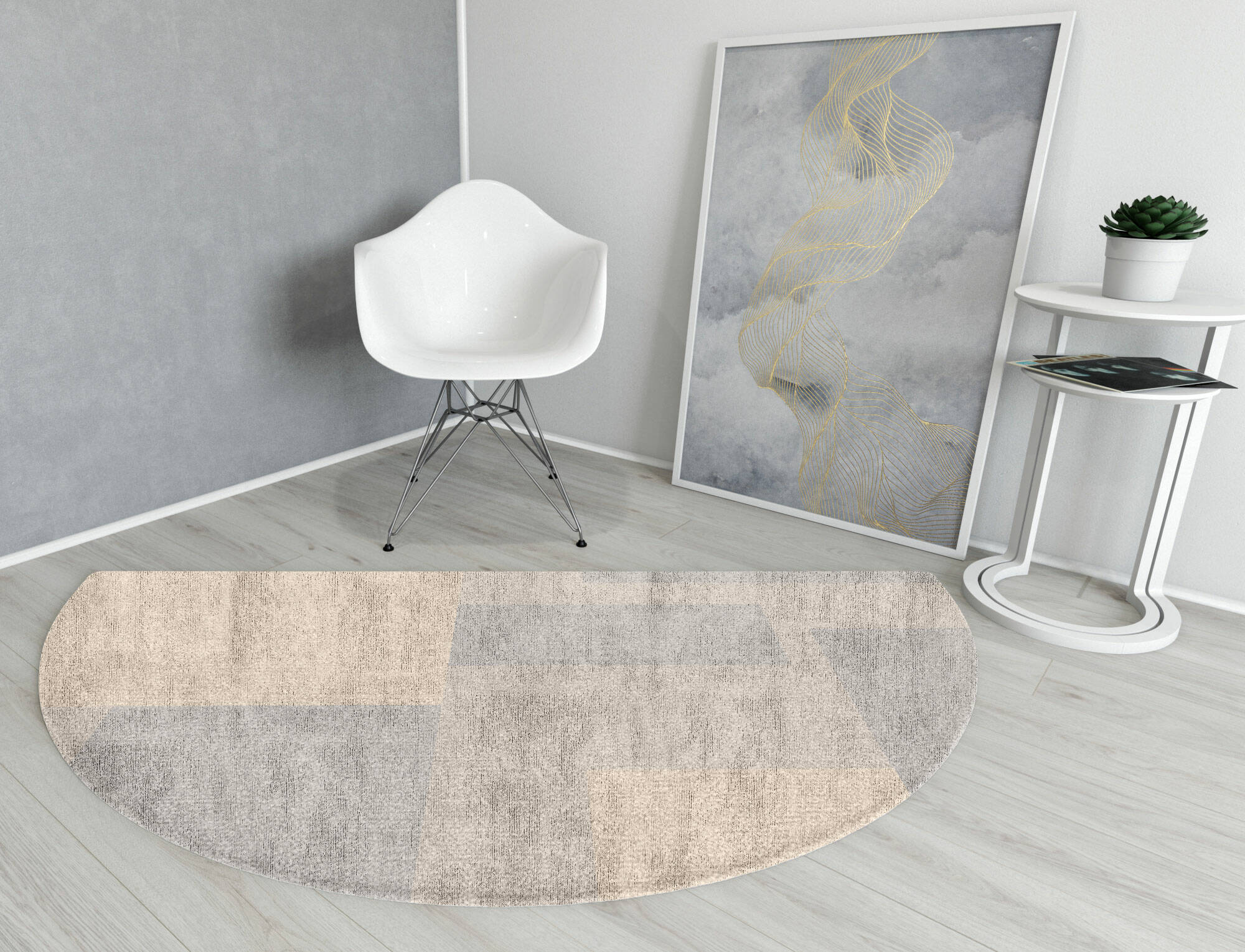 Irusu  Halfmoon Hand Knotted Bamboo Silk Custom Rug by Rug Artisan
