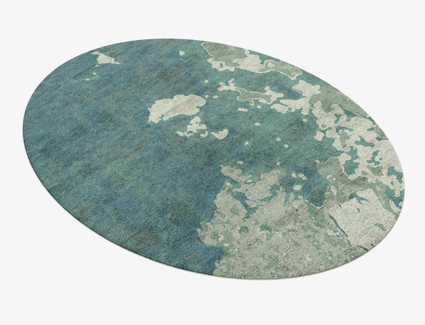 Islands Brush Strokes Oval Hand Knotted Bamboo Silk Custom Rug by Rug Artisan