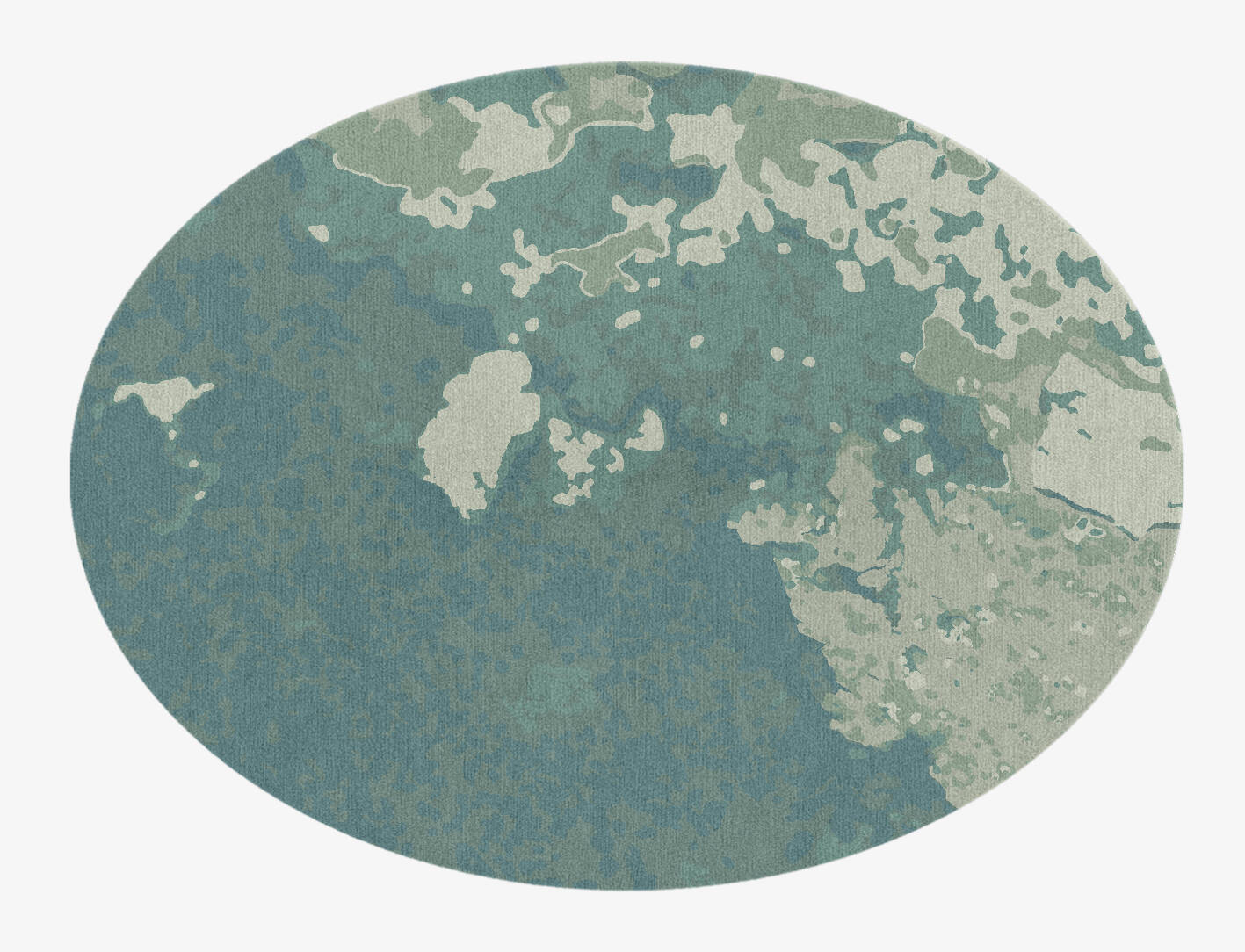 Islands Brush Strokes Oval Hand Knotted Tibetan Wool Custom Rug by Rug Artisan