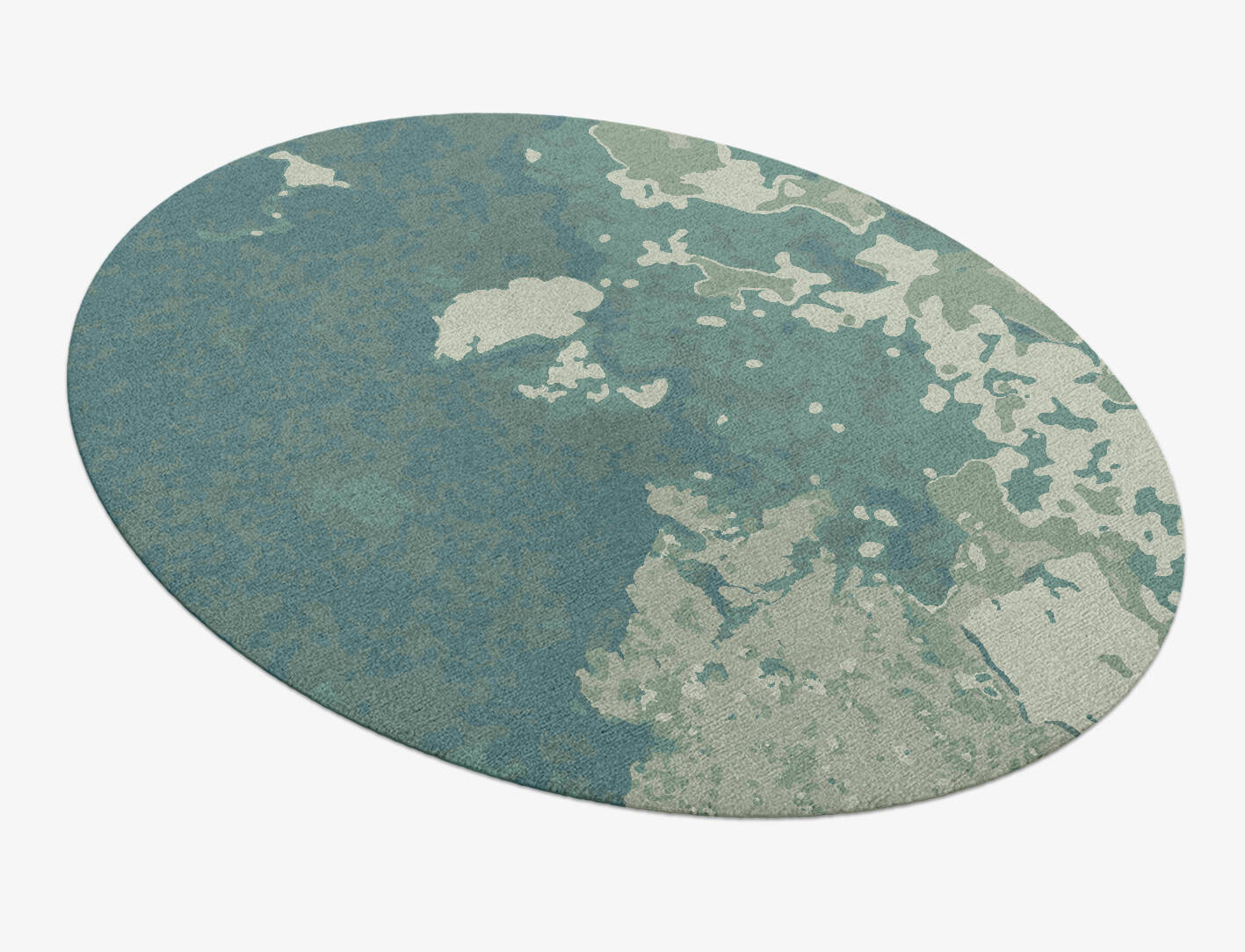 Islands Brush Strokes Oval Hand Knotted Tibetan Wool Custom Rug by Rug Artisan