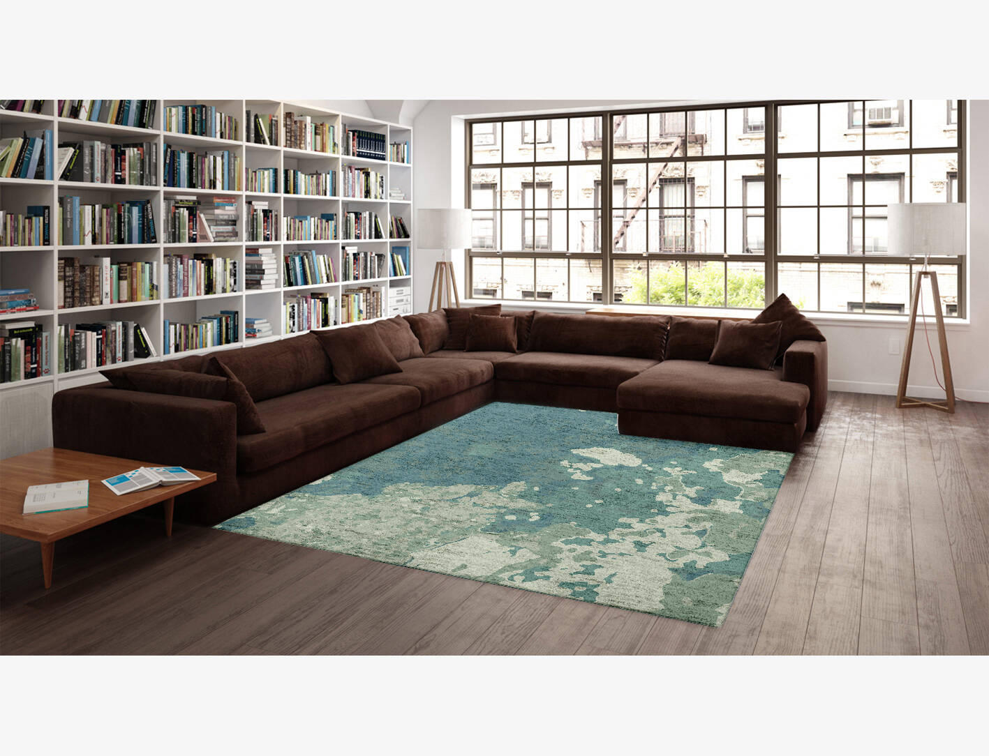 Islands Brush Strokes Rectangle Hand Knotted Bamboo Silk Custom Rug by Rug Artisan