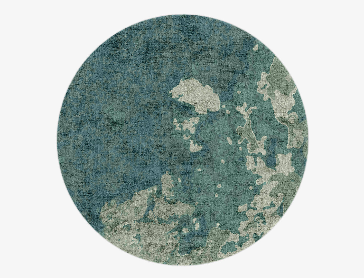 Islands Brush Strokes Round Hand Knotted Bamboo Silk Custom Rug by Rug Artisan