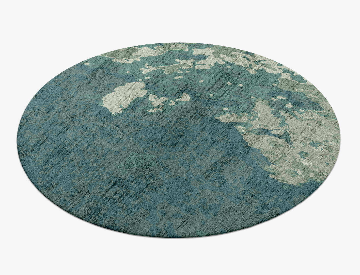 Islands Brush Strokes Round Hand Knotted Bamboo Silk Custom Rug by Rug Artisan