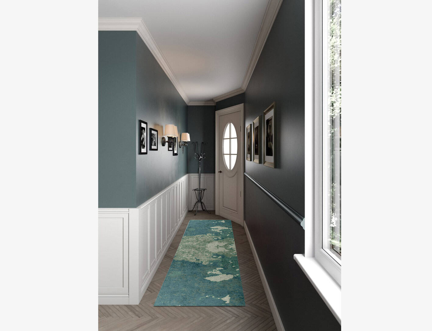 Islands Brush Strokes Runner Hand Knotted Bamboo Silk Custom Rug by Rug Artisan