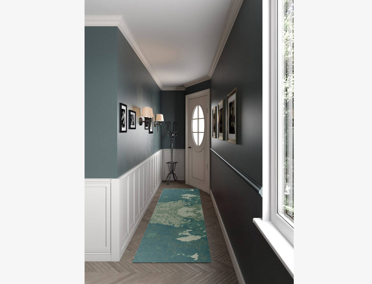 Islands Brush Strokes Runner Hand Knotted Tibetan Wool Custom Rug by Rug Artisan