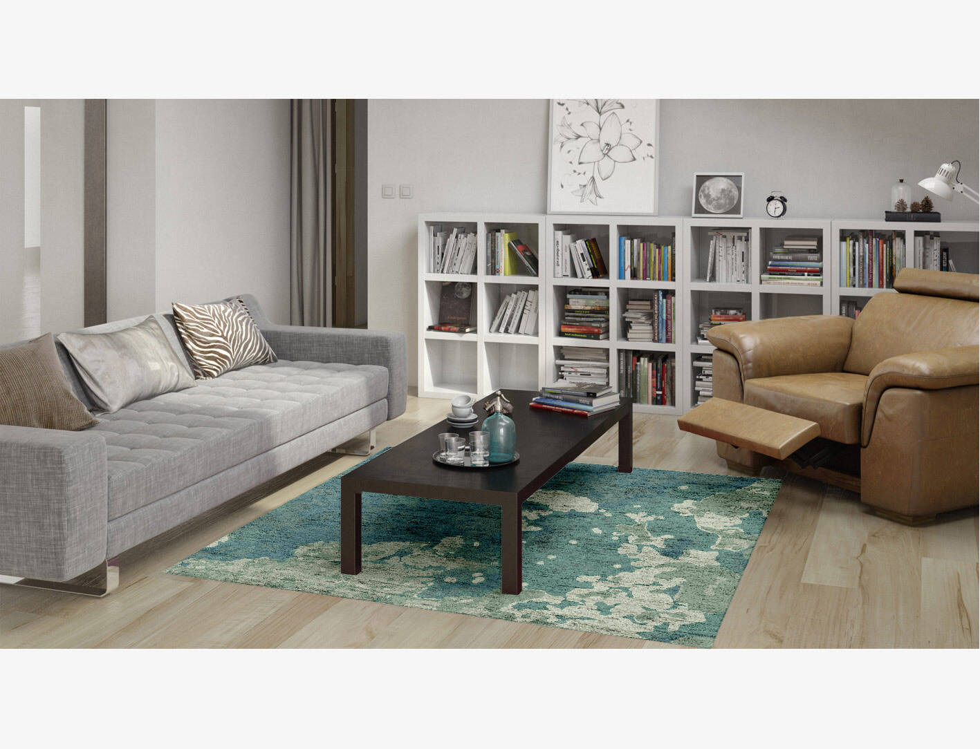 Islands Brush Strokes Square Hand Knotted Bamboo Silk Custom Rug by Rug Artisan