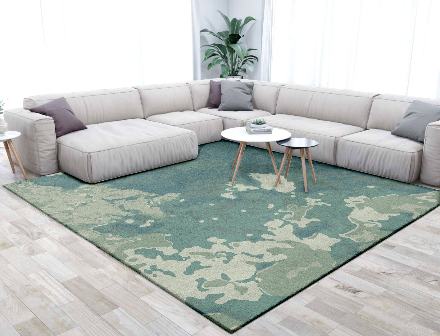 Islands Brush Strokes Square Hand Tufted Pure Wool Custom Rug by Rug Artisan