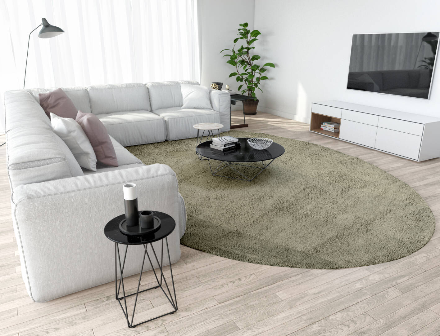 Ives Gradation Oval Hand Tufted Bamboo Silk Custom Rug by Rug Artisan