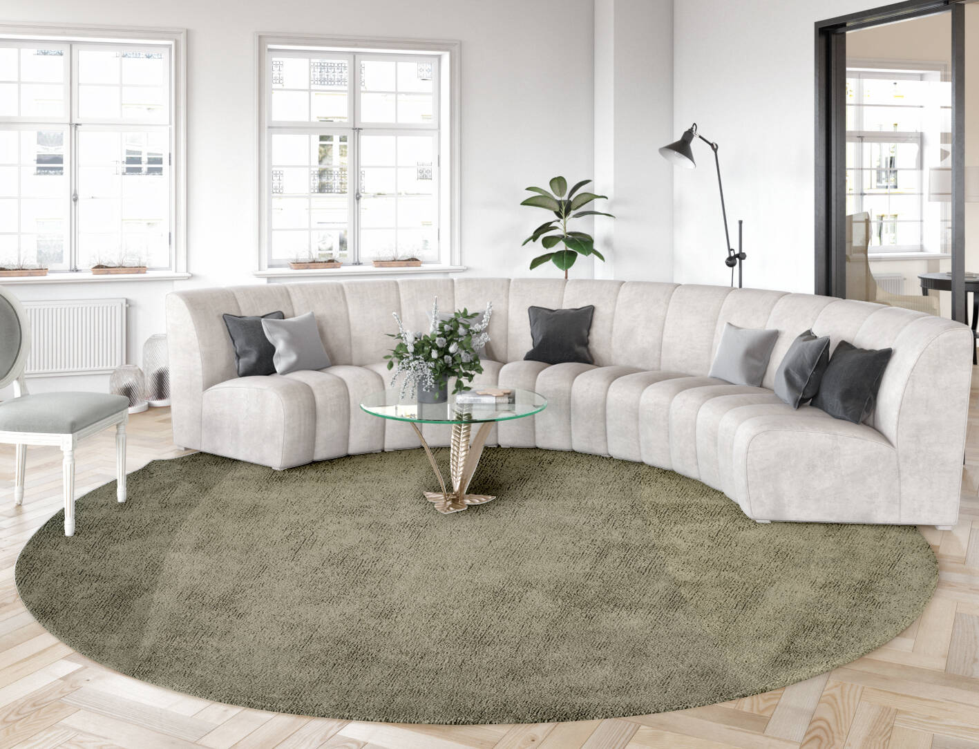 Ives Gradation Round Hand Tufted Bamboo Silk Custom Rug by Rug Artisan