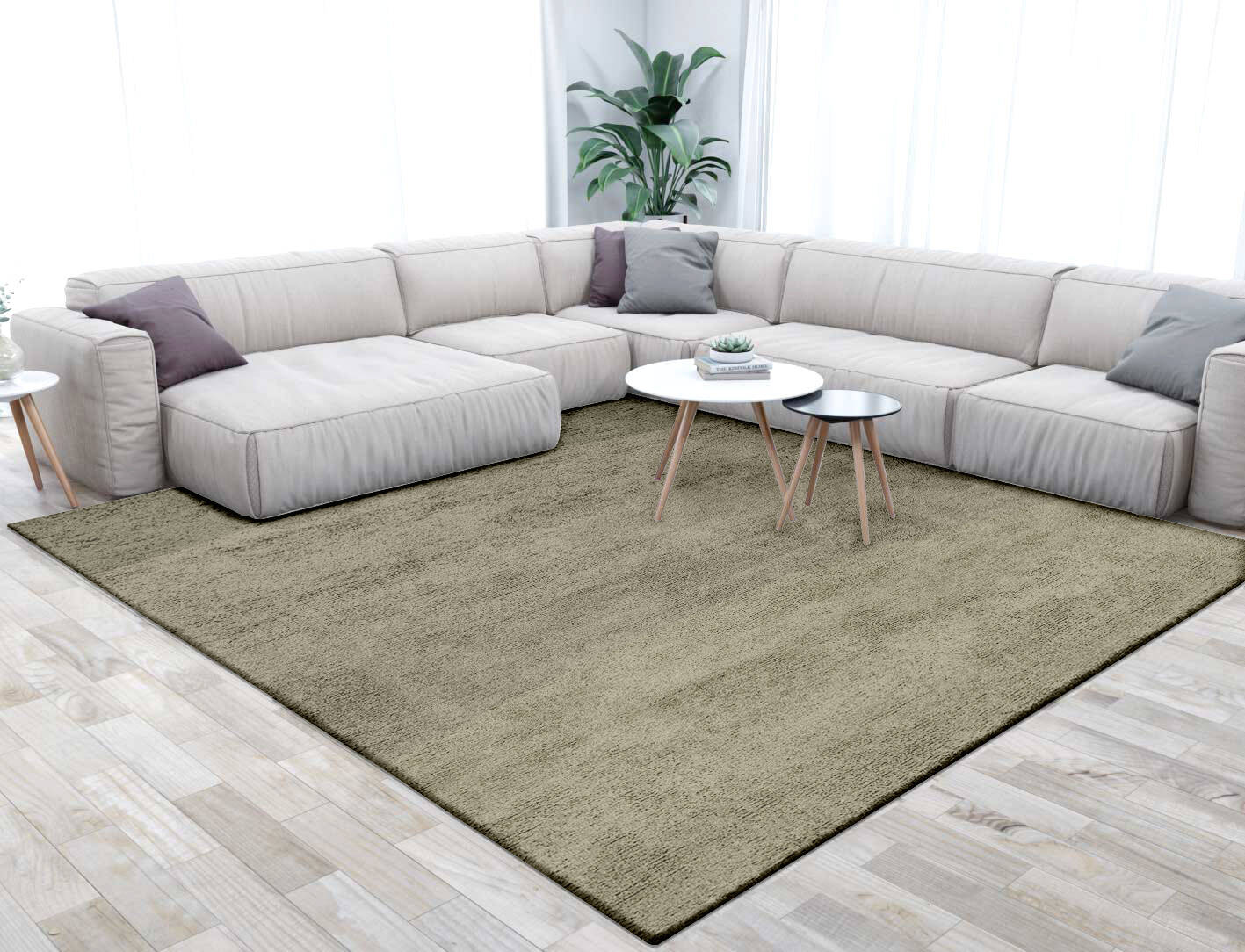 Ives Gradation Square Hand Tufted Bamboo Silk Custom Rug by Rug Artisan