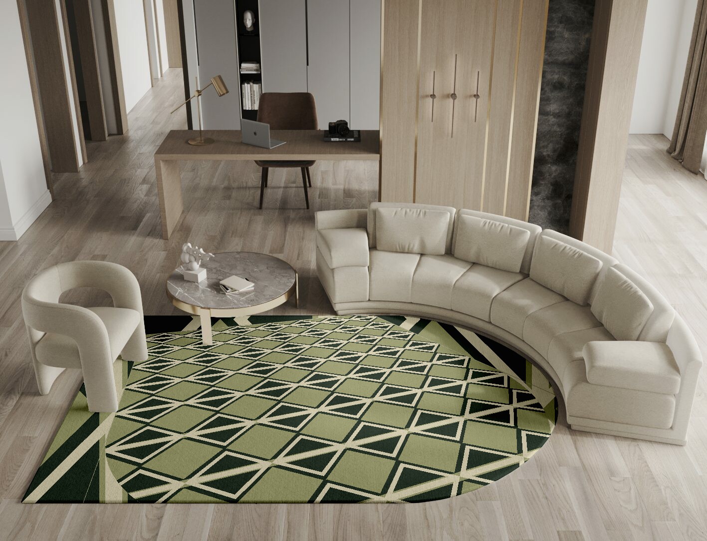 Ivy Geometric Arch Hand Knotted Tibetan Wool Custom Rug by Rug Artisan