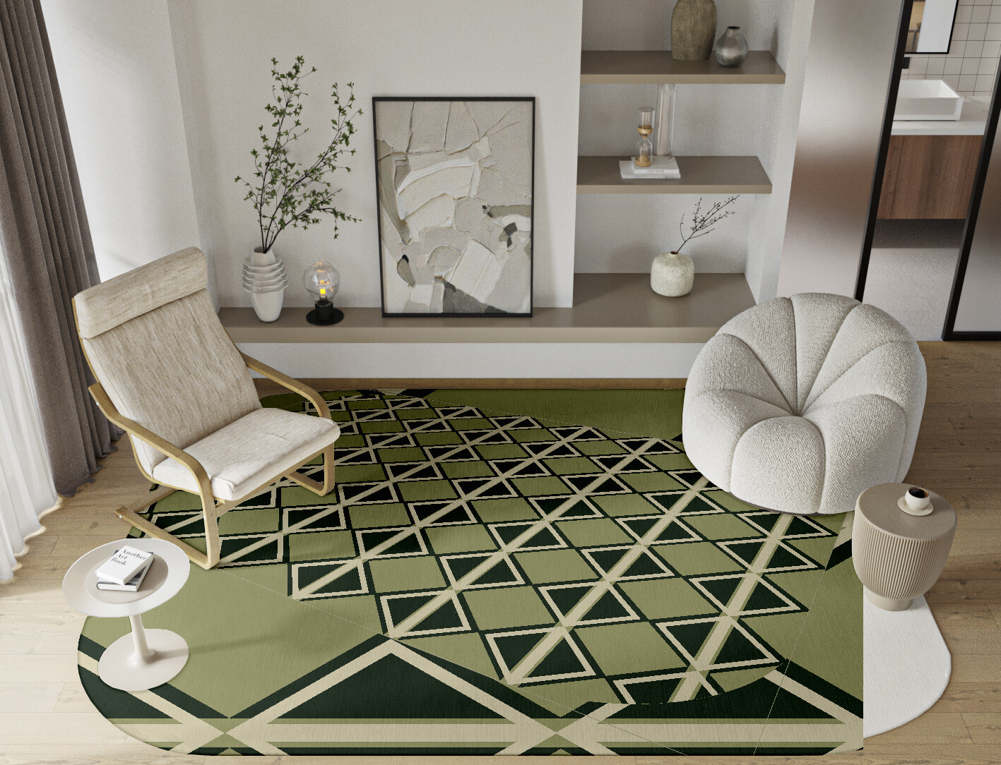 Ivy Geometric Oblong Hand Knotted Tibetan Wool Custom Rug by Rug Artisan