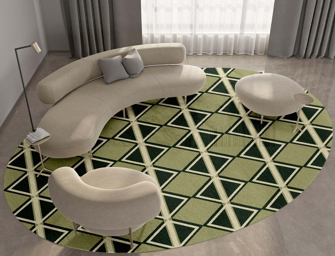 Ivy Geometric Oval Hand Knotted Bamboo Silk Custom Rug by Rug Artisan