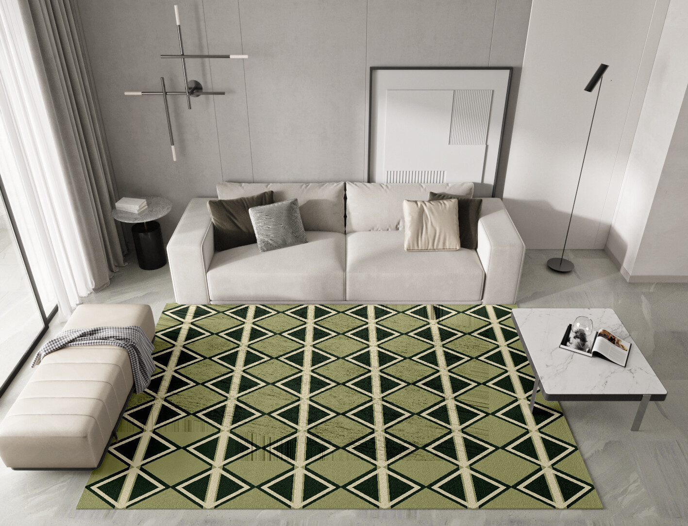 Ivy Geometric Rectangle Hand Knotted Bamboo Silk Custom Rug by Rug Artisan