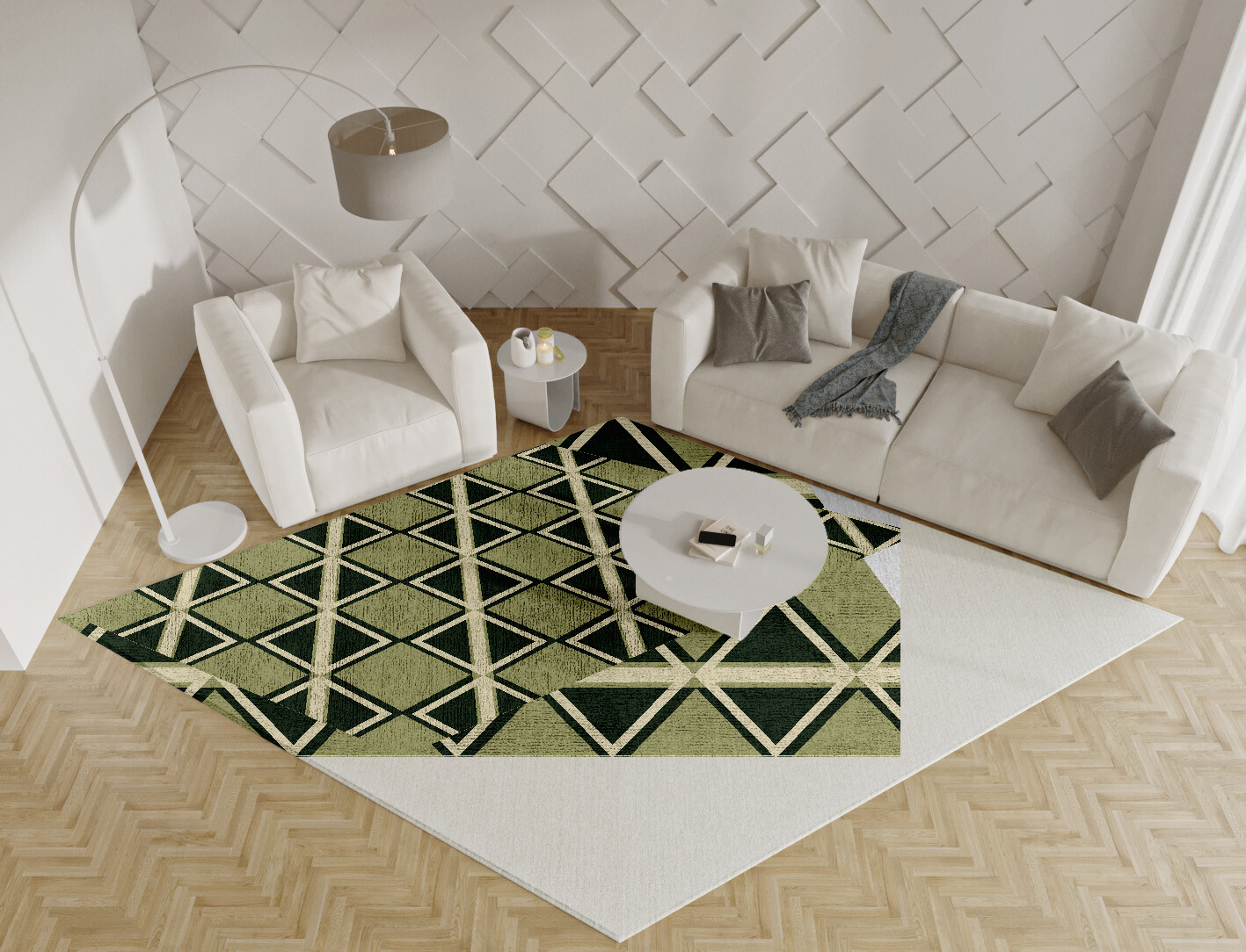 Ivy Geometric Diamond Hand Tufted Bamboo Silk Custom Rug by Rug Artisan