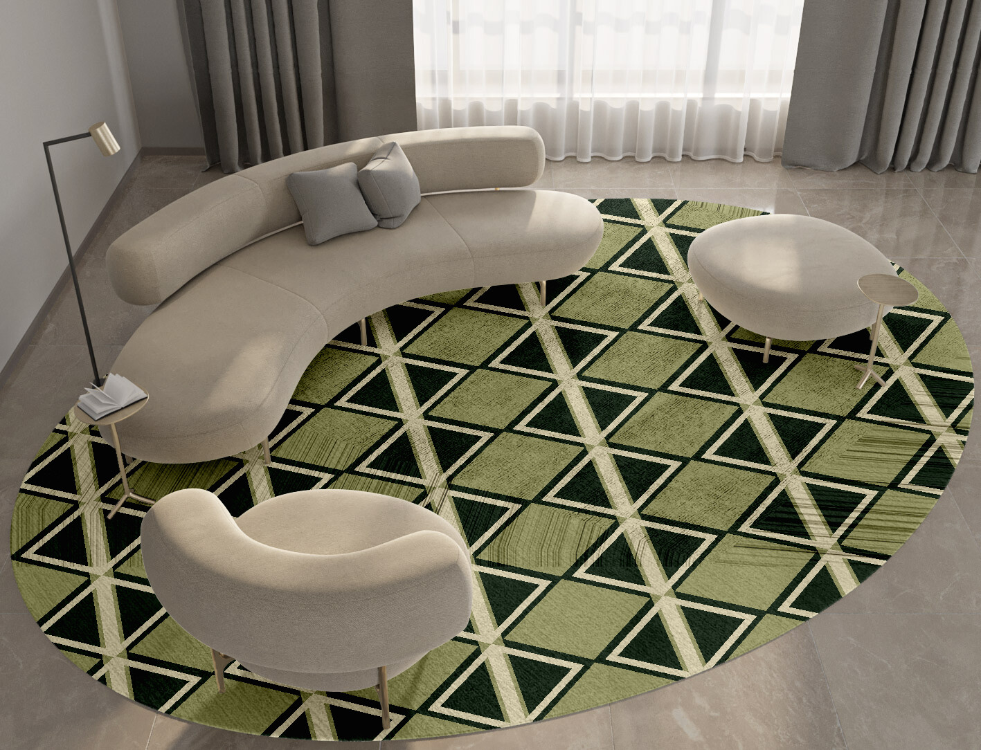 Ivy Geometric Oval Hand Tufted Bamboo Silk Custom Rug by Rug Artisan