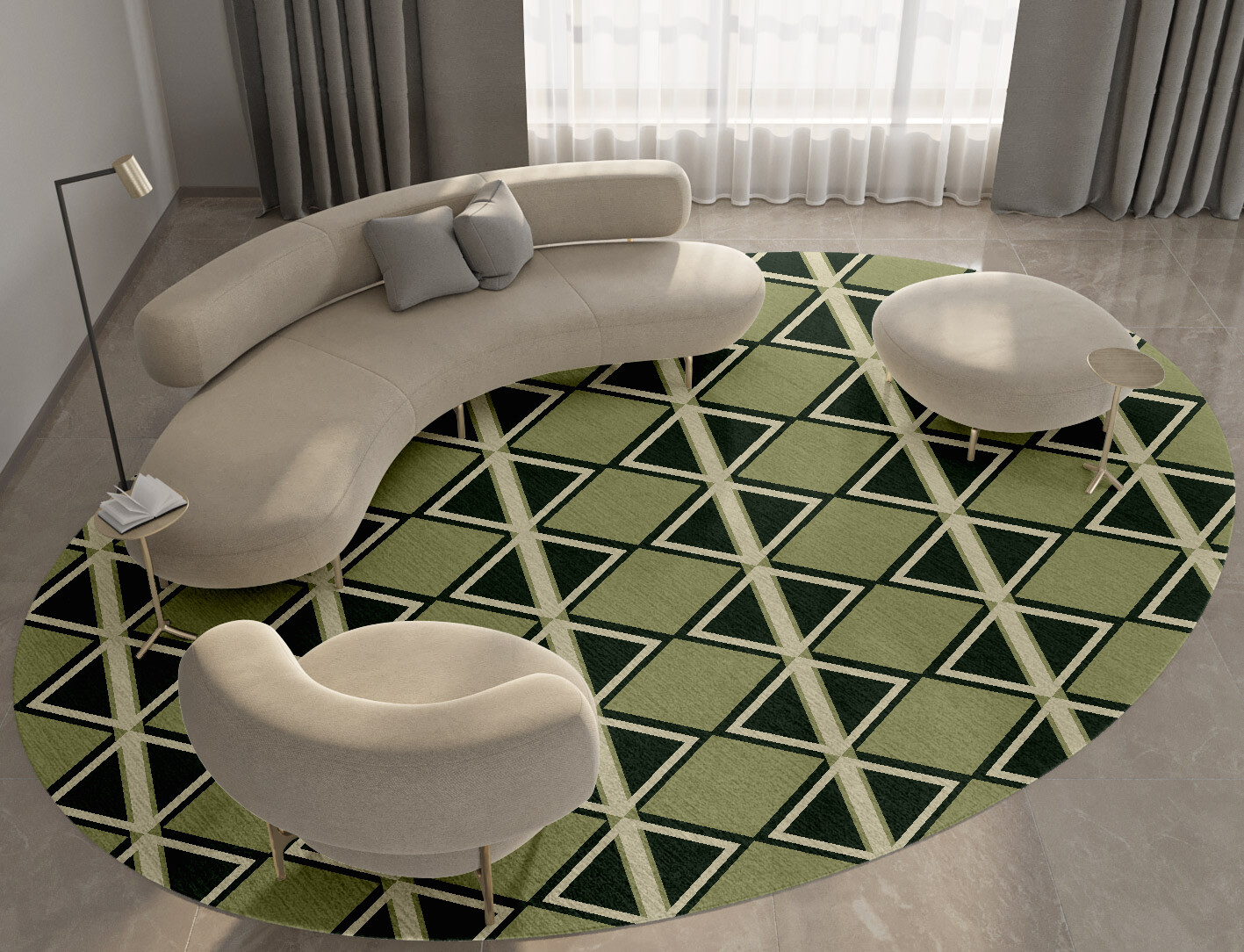 Ivy Geometric Oval Hand Tufted Pure Wool Custom Rug by Rug Artisan
