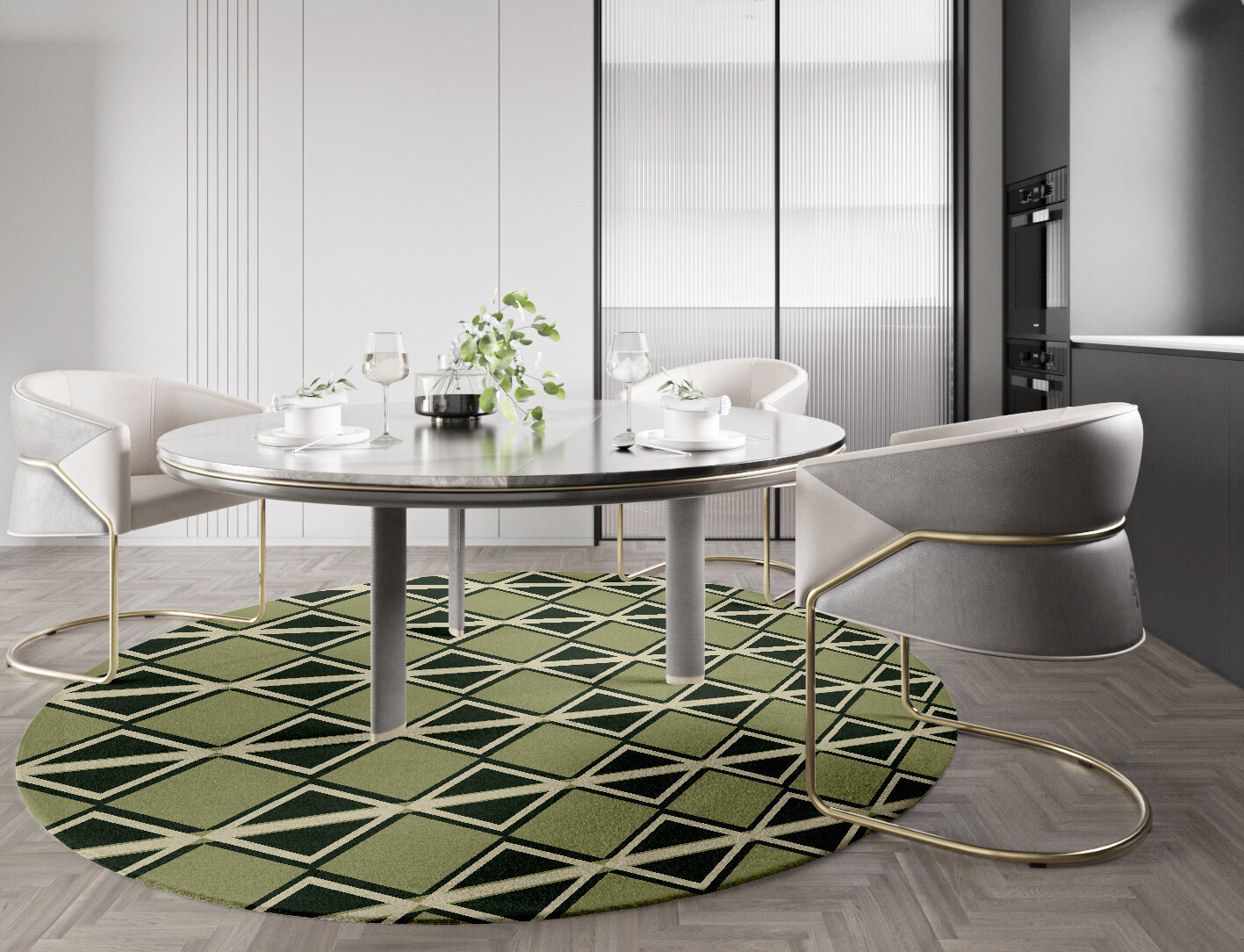 Ivy Geometric Round Hand Tufted Pure Wool Custom Rug by Rug Artisan