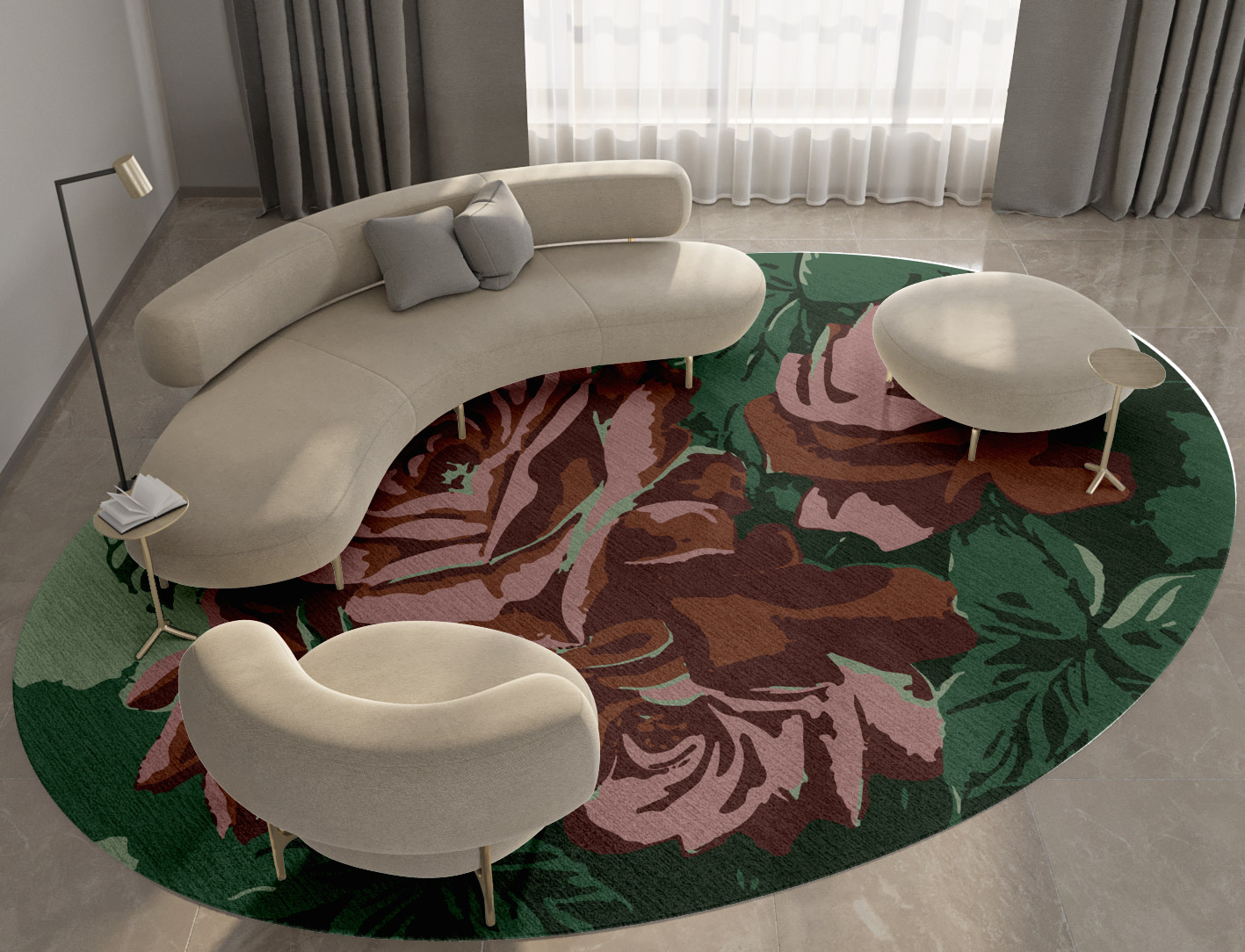 Jarrod Floral Oval Hand Knotted Tibetan Wool Custom Rug by Rug Artisan