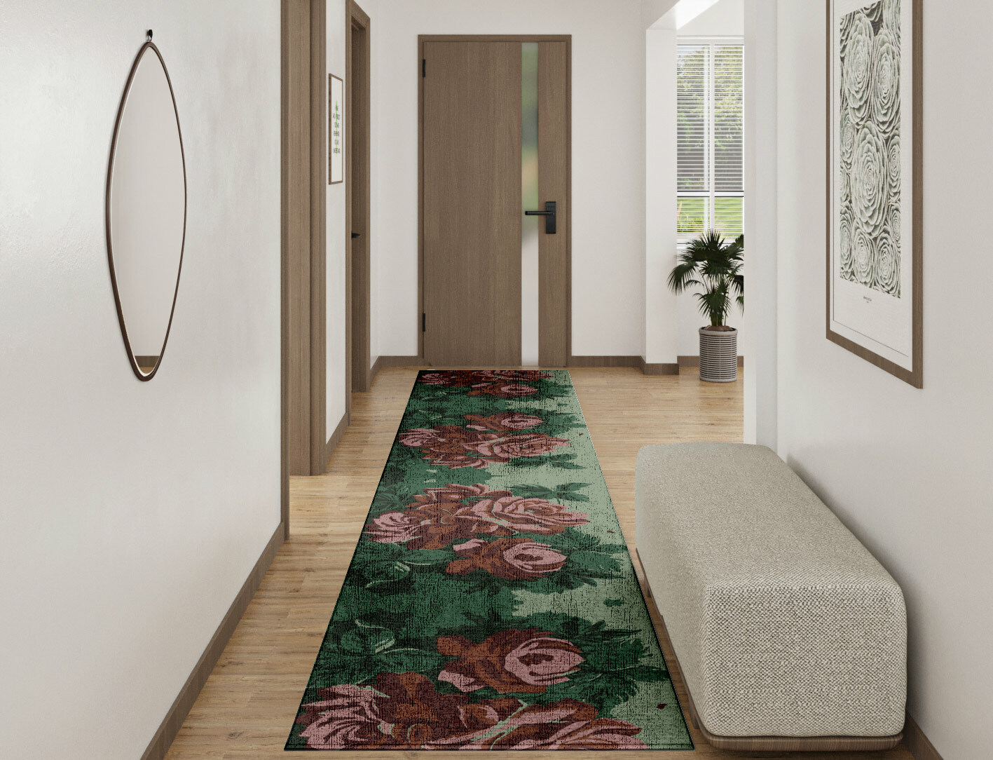 Jarrod Floral Runner Hand Knotted Bamboo Silk Custom Rug by Rug Artisan