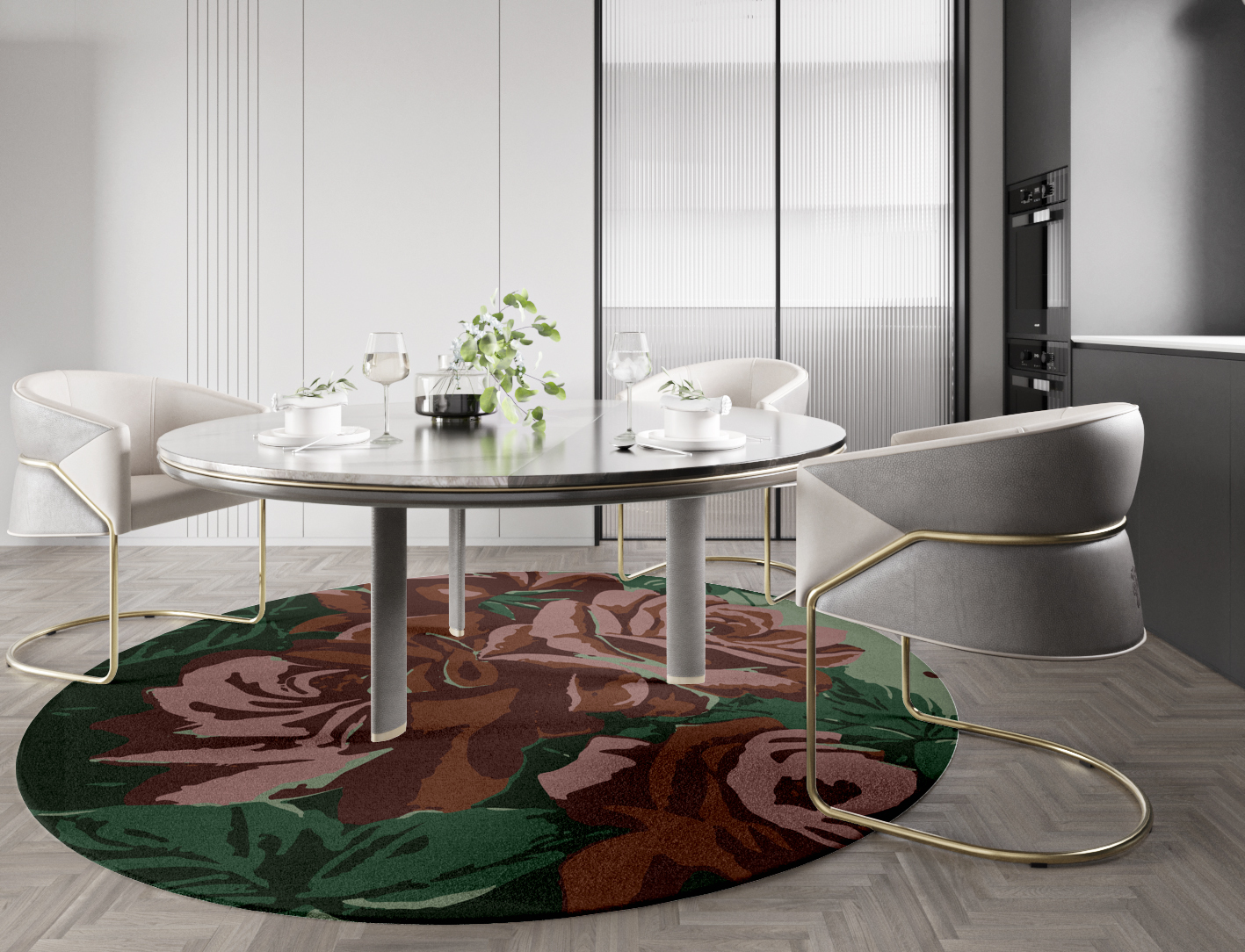 Jarrod Floral Round Hand Tufted Pure Wool Custom Rug by Rug Artisan
