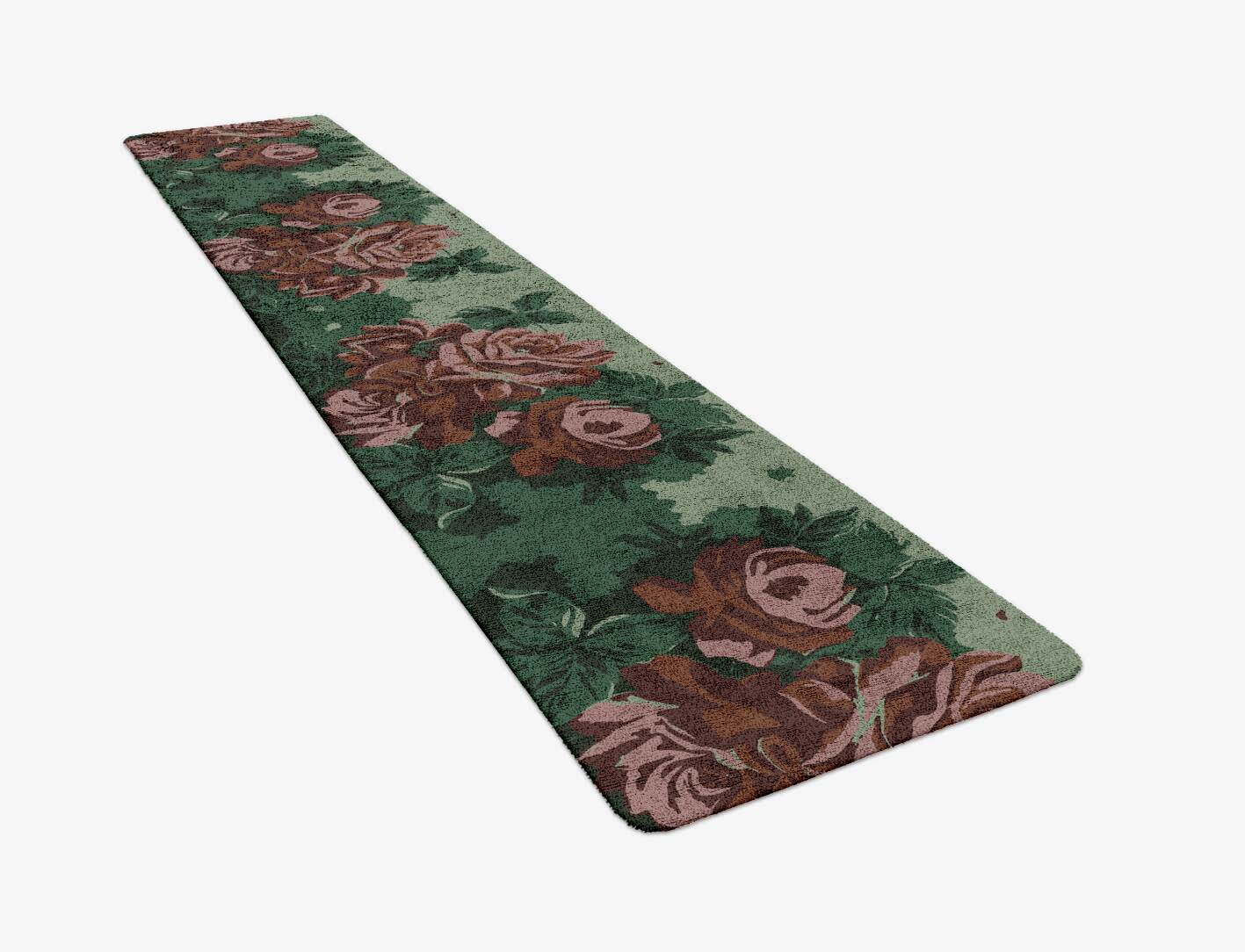 Jarrod Floral Runner Hand Tufted Bamboo Silk Custom Rug by Rug Artisan