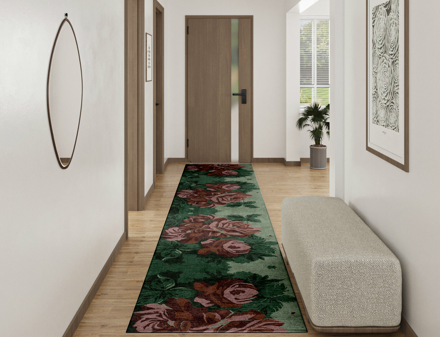 Jarrod Floral Runner Hand Tufted Bamboo Silk Custom Rug by Rug Artisan