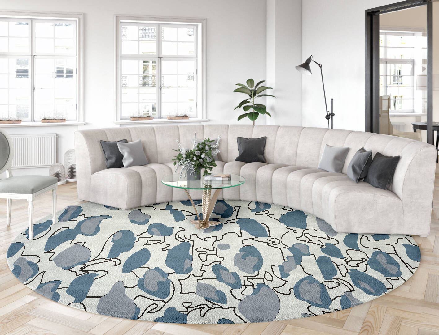 Java Abstract Round Hand Tufted Pure Wool Custom Rug by Rug Artisan