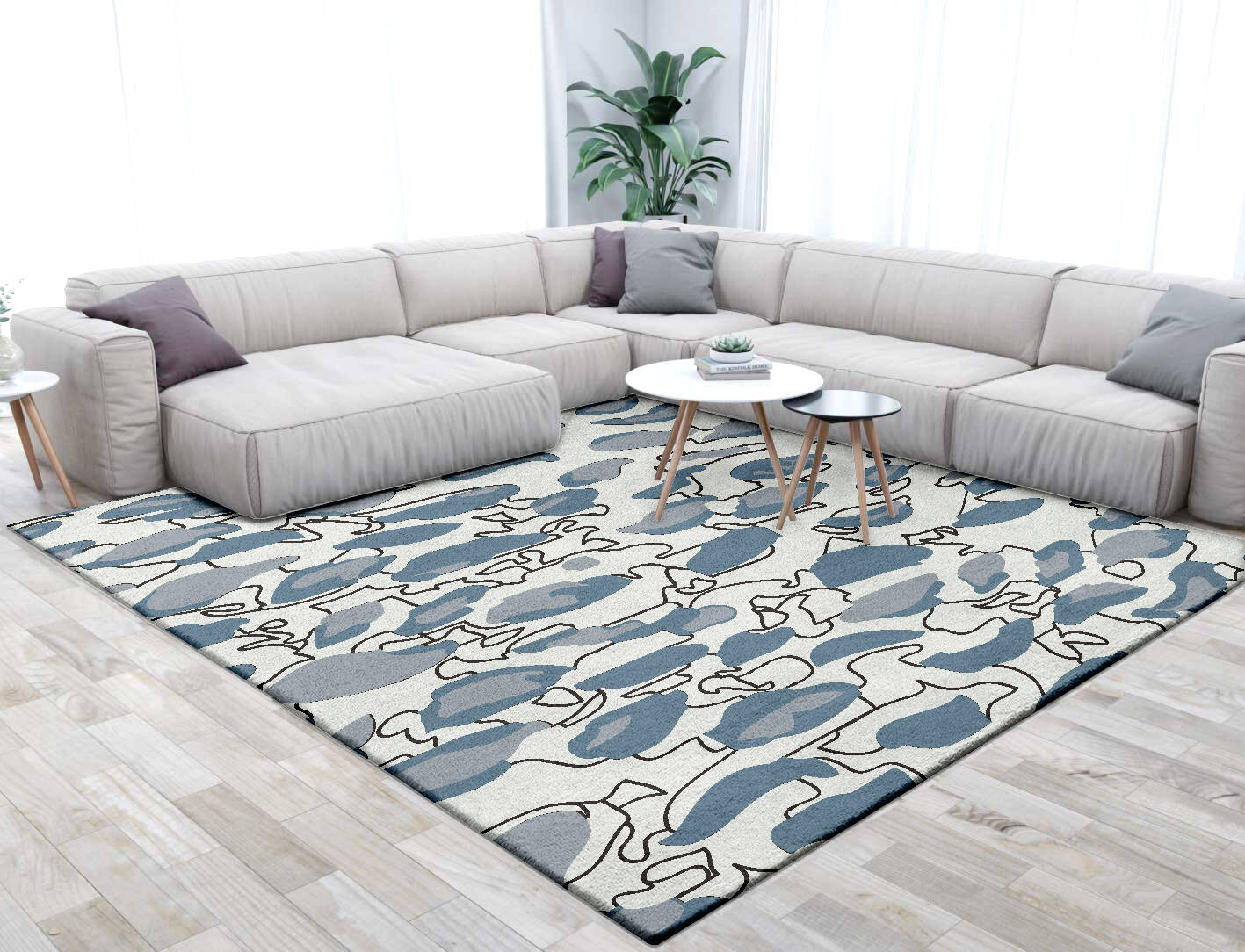 Java Abstract Square Hand Tufted Pure Wool Custom Rug by Rug Artisan