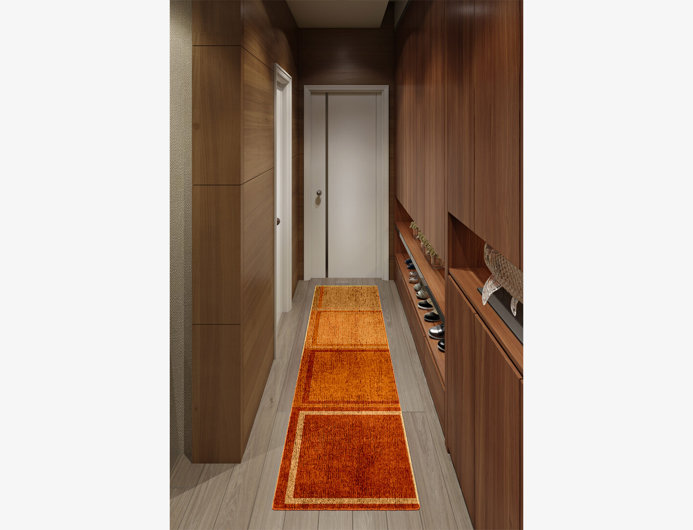 Jellyfish Geometric Runner Flatweave Bamboo Silk Custom Rug by Rug Artisan