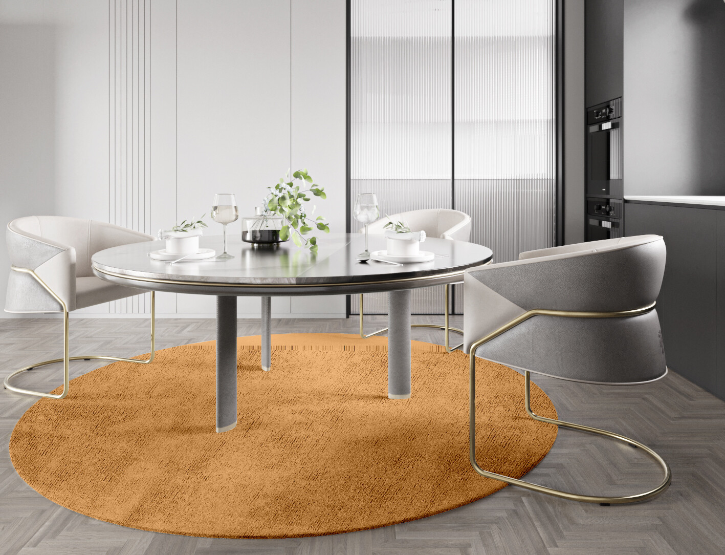 Jellyfish Geometric Round Hand Tufted Bamboo Silk Custom Rug by Rug Artisan