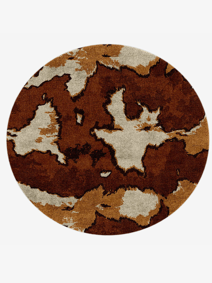 Jersey Cow Animal Prints Round Hand Knotted Bamboo Silk Custom Rug by Rug Artisan