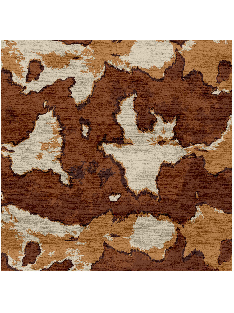 Jersey Cow Animal Prints Square Hand Knotted Bamboo Silk Custom Rug by Rug Artisan