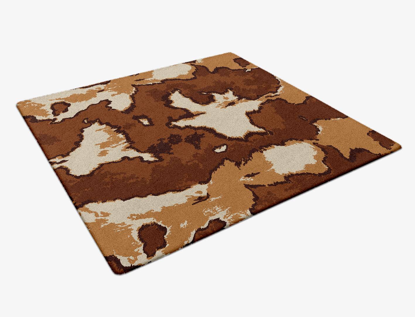 Jersey Cow Animal Prints Square Hand Tufted Pure Wool Custom Rug by Rug Artisan