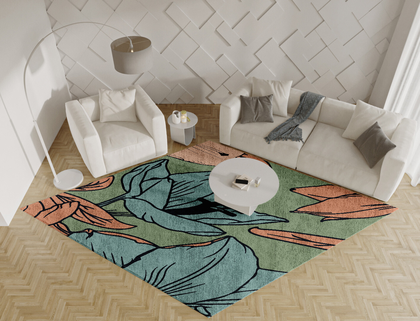 Jonquil Field of Flowers Diamond Hand Knotted Bamboo Silk Custom Rug by Rug Artisan